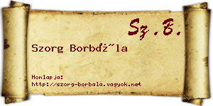 Szorg Borbála névjegykártya